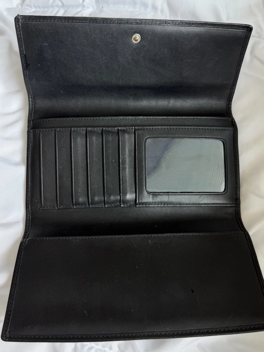Coach Black Signature Canvas Continental Clutch Wallet